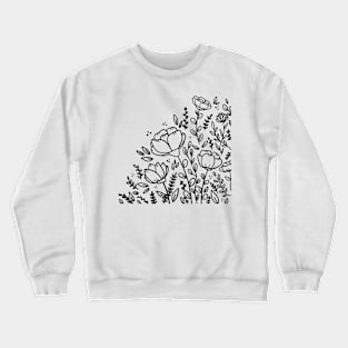 Black and white floral drawing Crewneck Sweatshirt